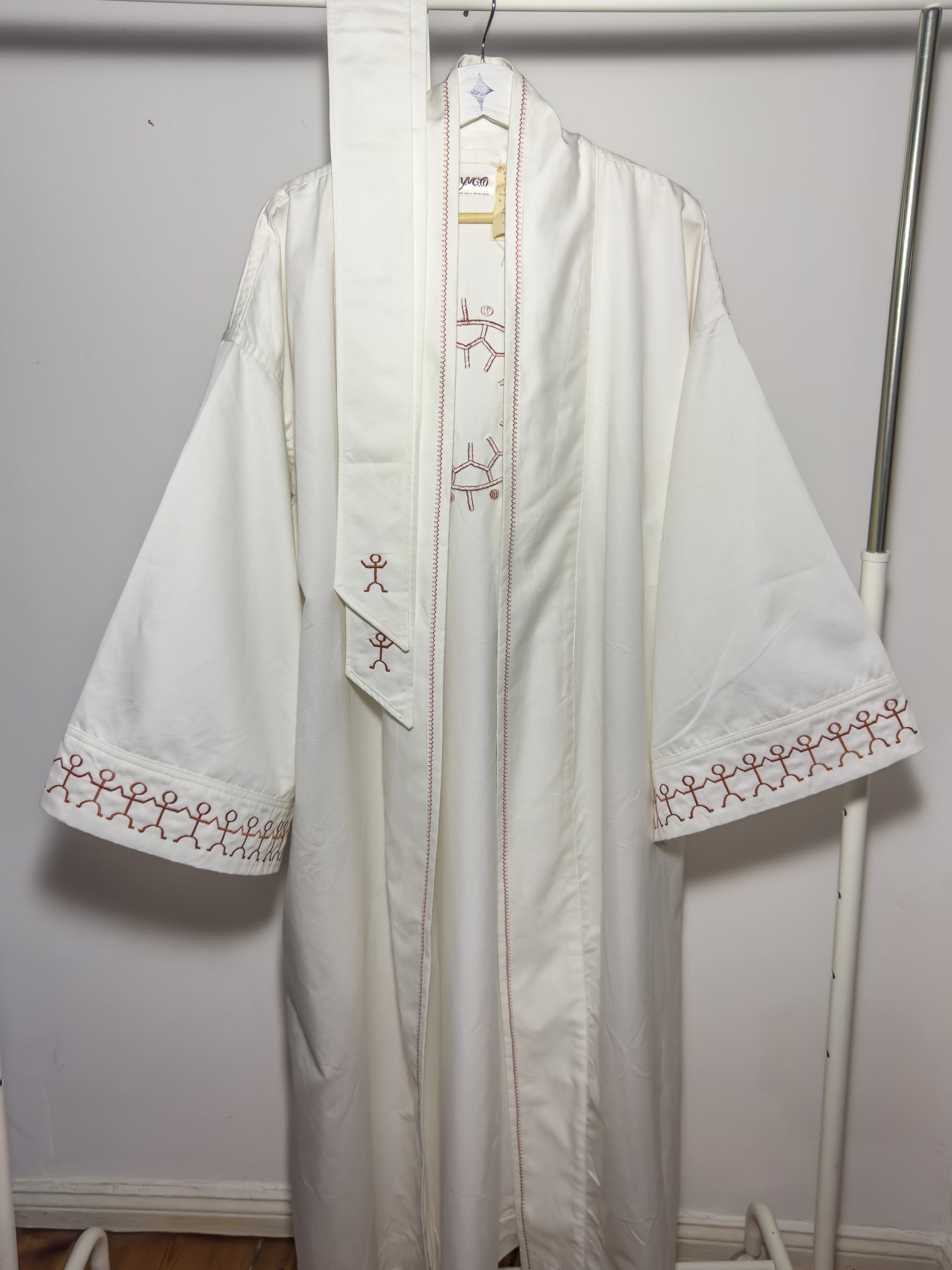 ✦ Summit Harmony - White Upcycled Pure Cotton Kimono with Batok Embroidery