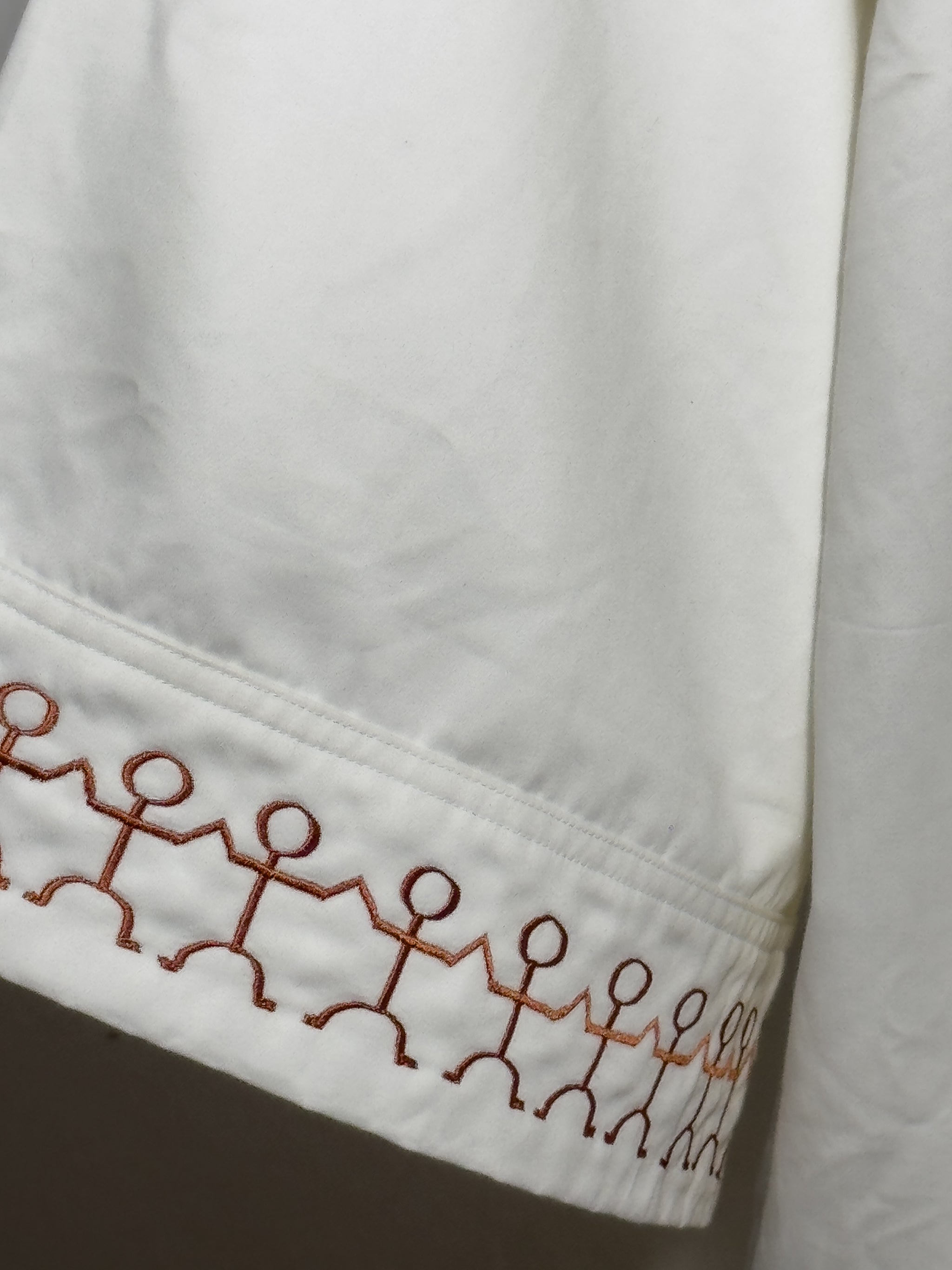 ✦ Summit Harmony - White Upcycled Pure Cotton Kimono with Batok Embroidery