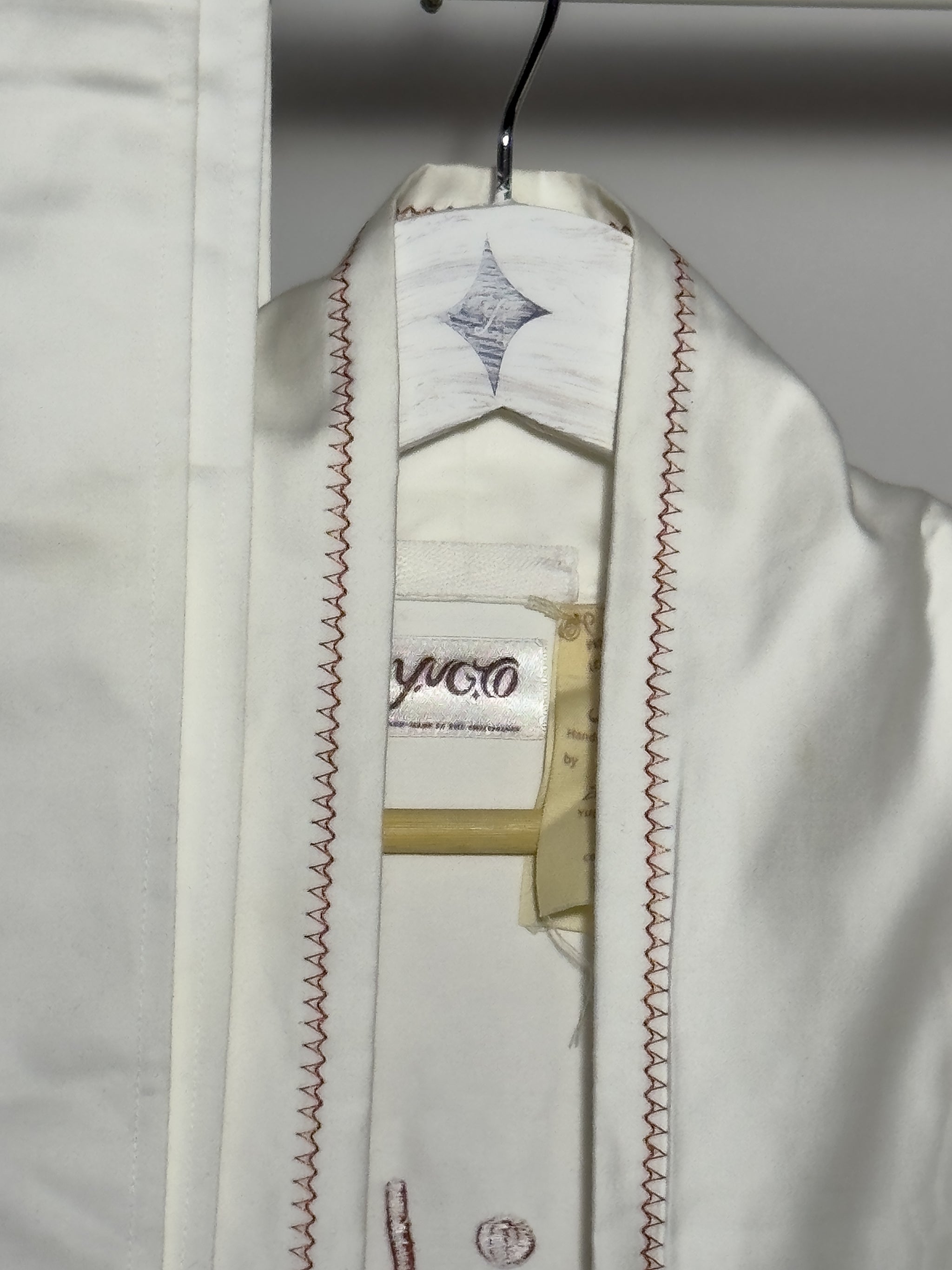 ✦ Summit Harmony - White Upcycled Pure Cotton Kimono with Batok Embroidery