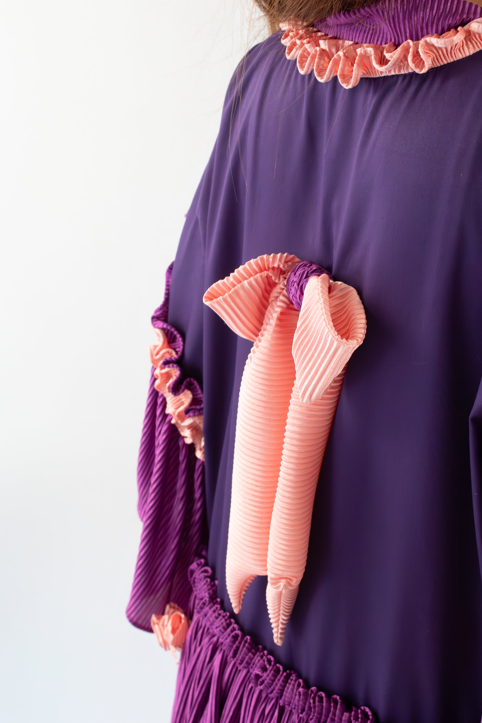 ✦ The Fairy’s Dance - Purple Plated Kimono Dress with Bowties and Multiple Layers