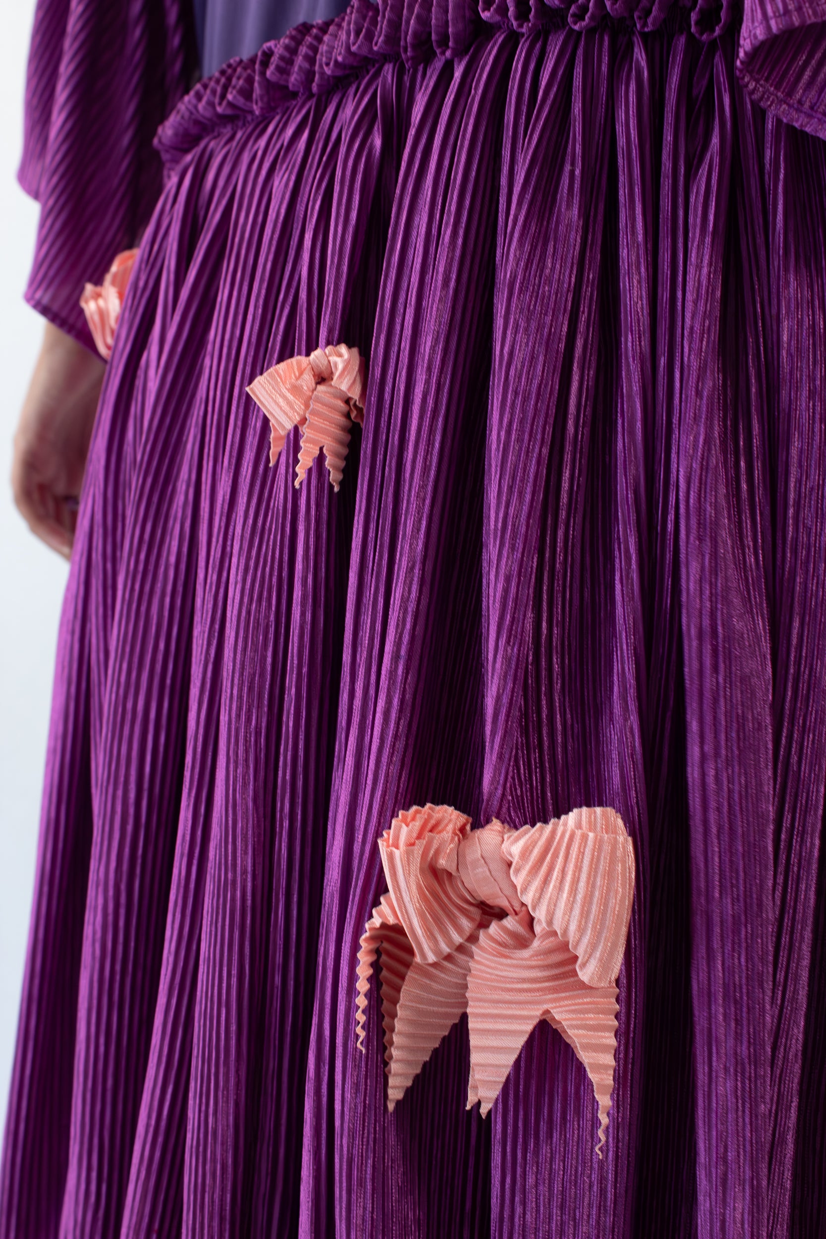 ✦ The Fairy’s Dance - Purple Plated Kimono Dress with Bowties and Multiple Layers