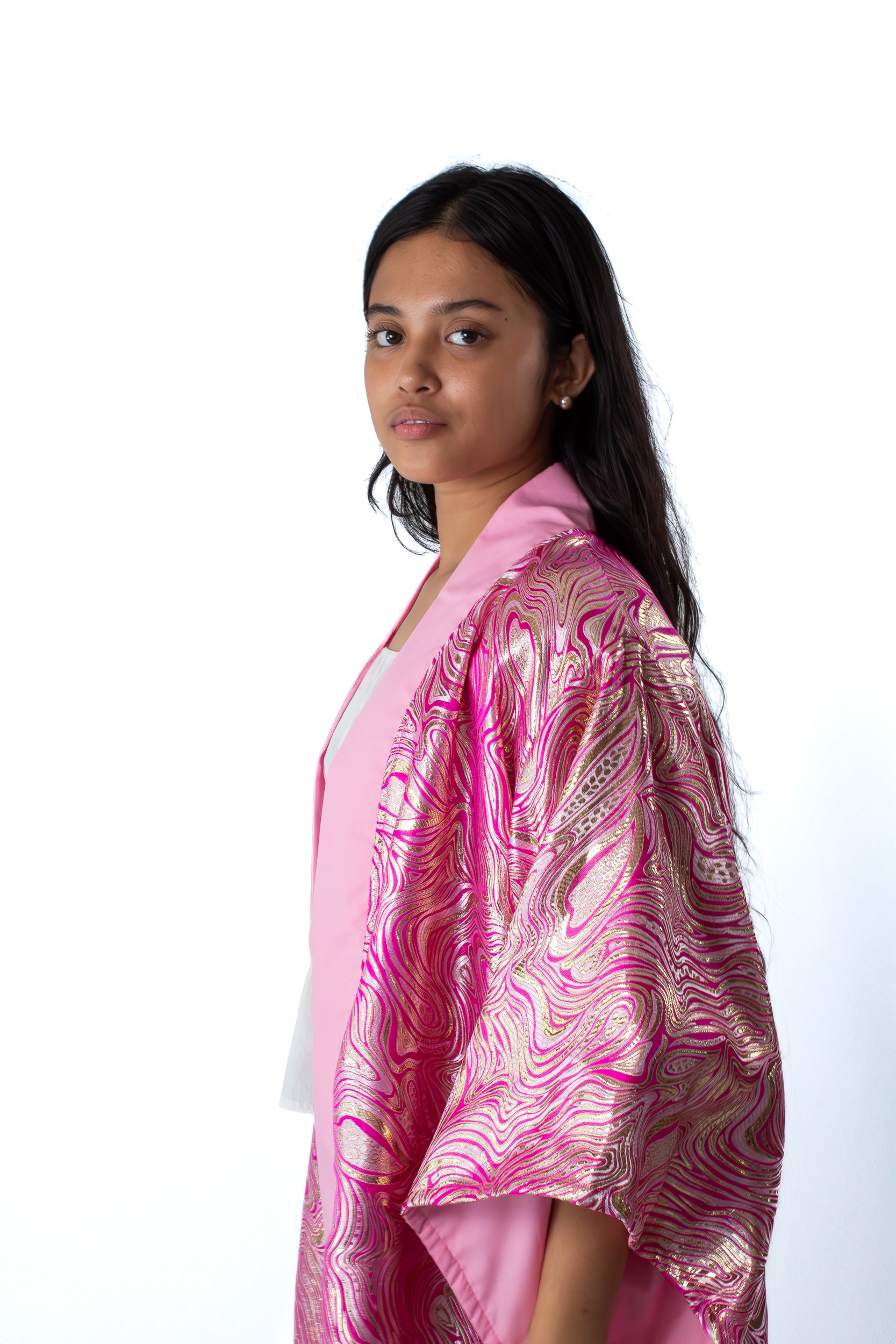✦ Pink Duality - Extravagant Reflective Patterned Kimono with Cotton Lining