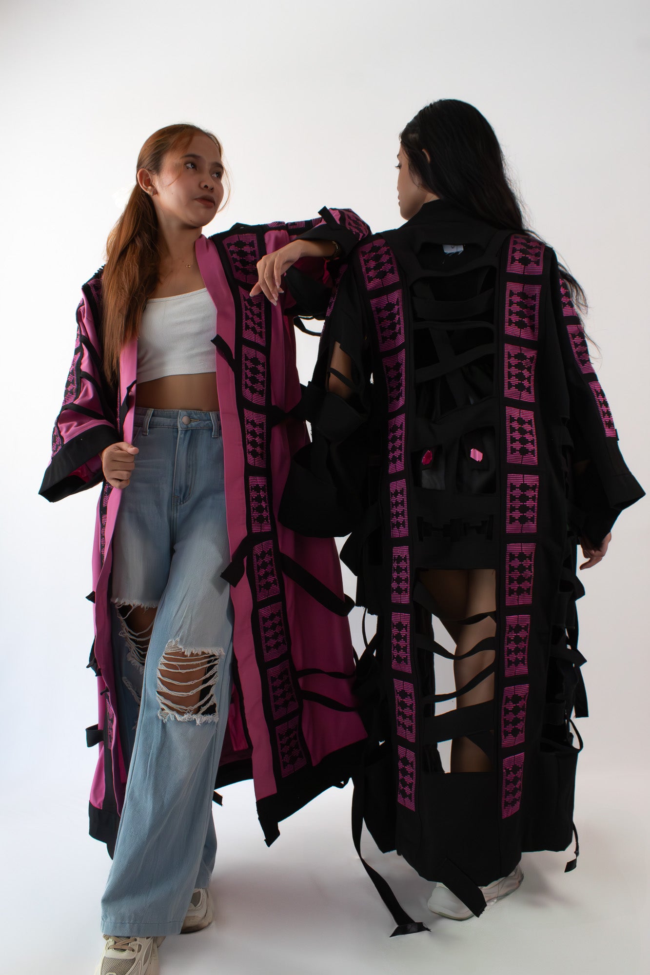 ✦ Gatekeeper No. 3 - Fierce Handwoven-Silk & Black Canvas Kimono with Unique Design