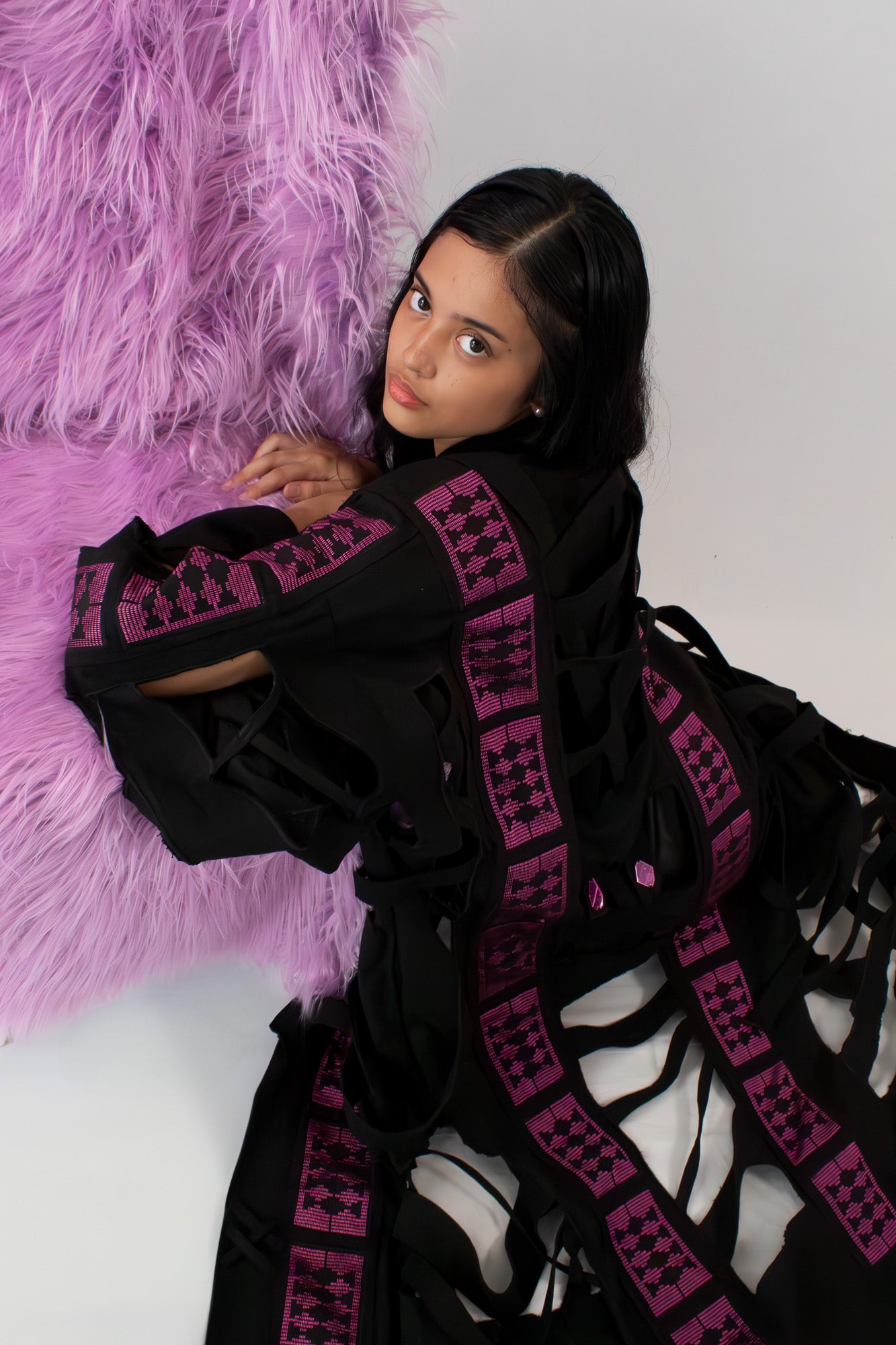✦ Gatekeeper No. 3 - Fierce Handwoven-Silk & Black Canvas Kimono with Unique Design