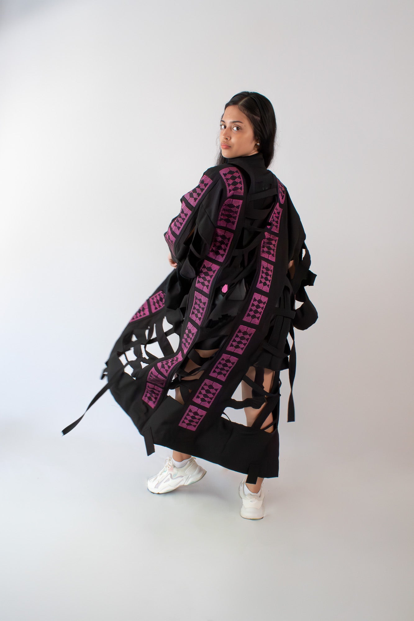 ✦ Gatekeeper No. 3 - Fierce Handwoven-Silk & Black Canvas Kimono with Unique Design