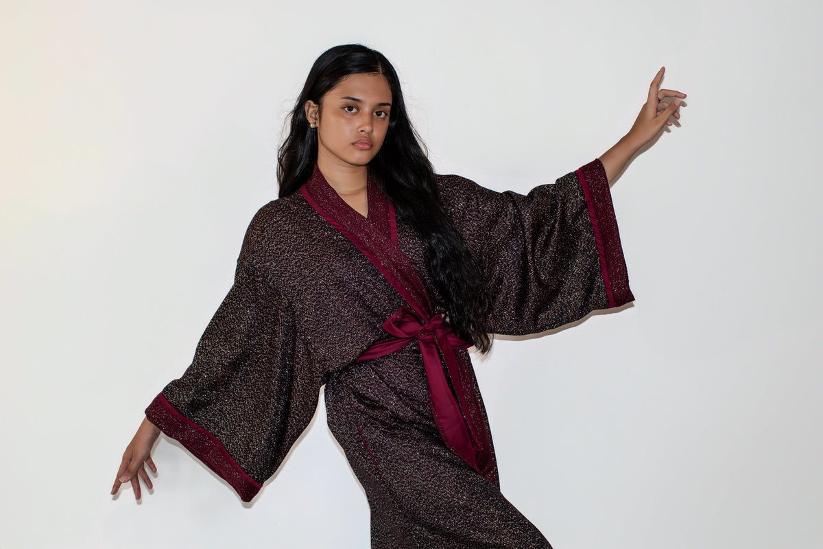 ✦  Maroon Twilight - Exciting Sparkly and Glamorous Kimono