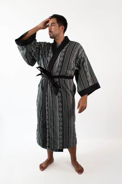 ✦ Sinag Lines - Ethnic Black & White Kimono with Cotton Lining