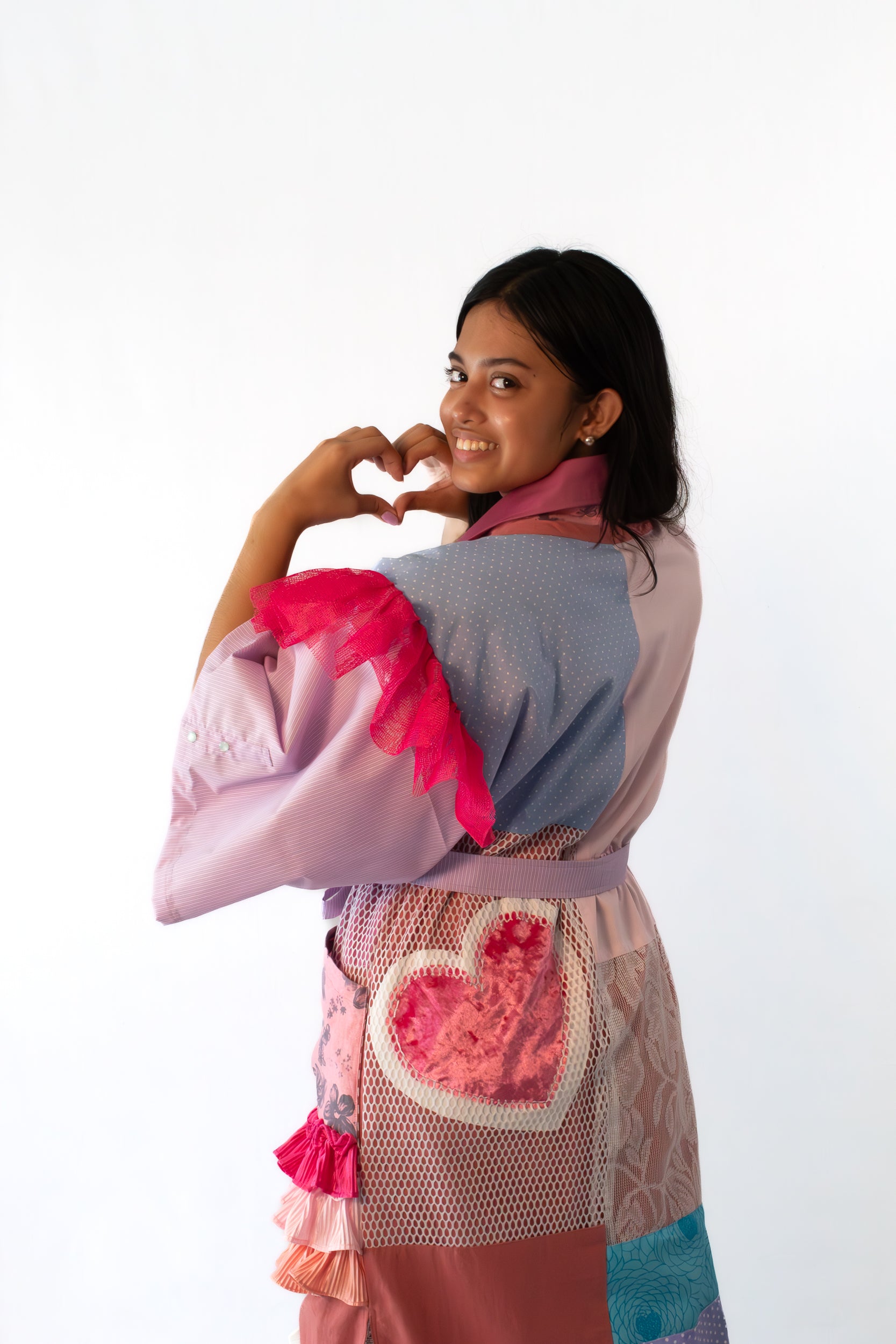✦ Gandang Chaos - Exclusive Pink Patchwork Kimono Dress with Cotton Lining