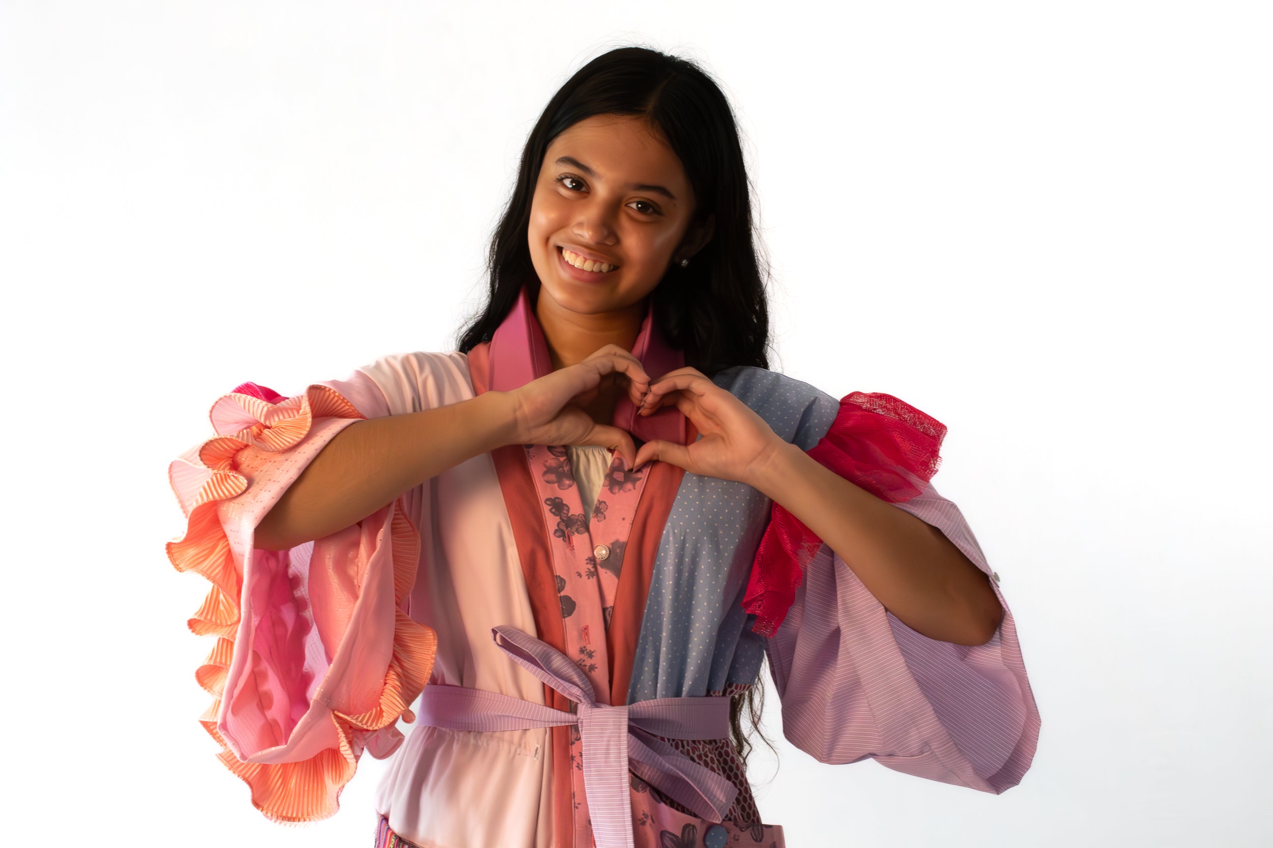 ✦ Gandang Chaos - Exclusive Pink Patchwork Kimono Dress with Cotton Lining