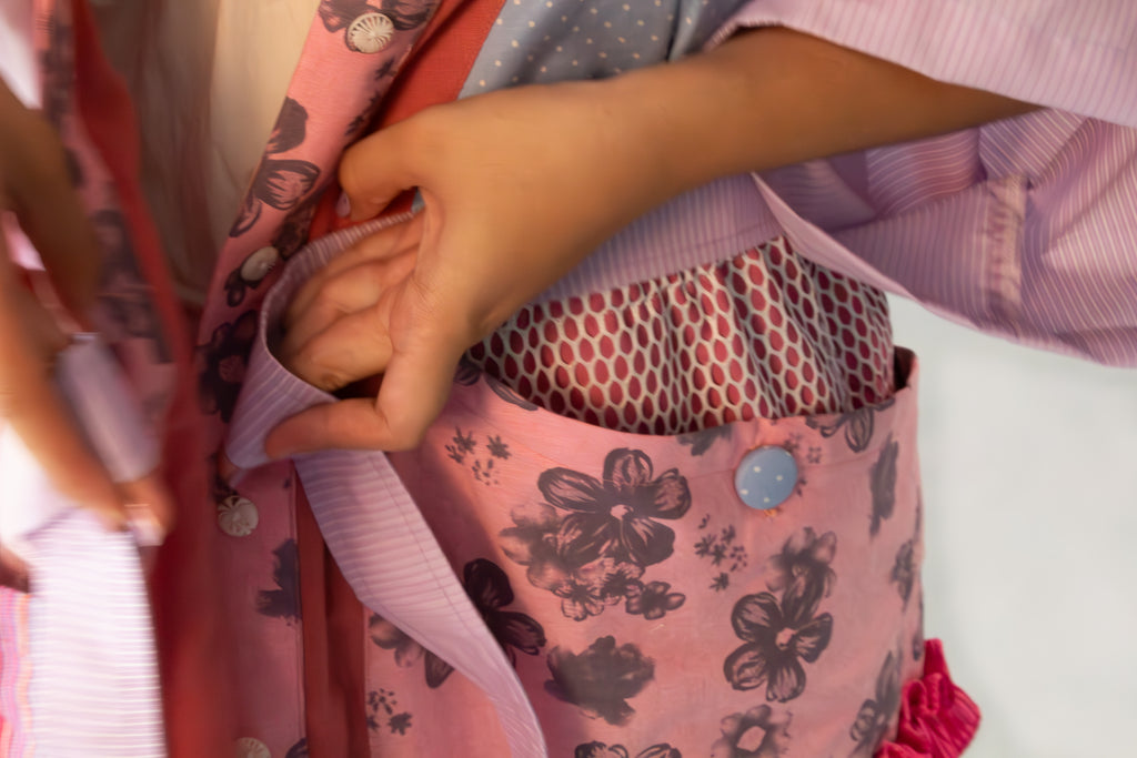 ✦ Gandang Chaos - Exclusive Pink Patchwork Kimono Dress with Cotton Lining