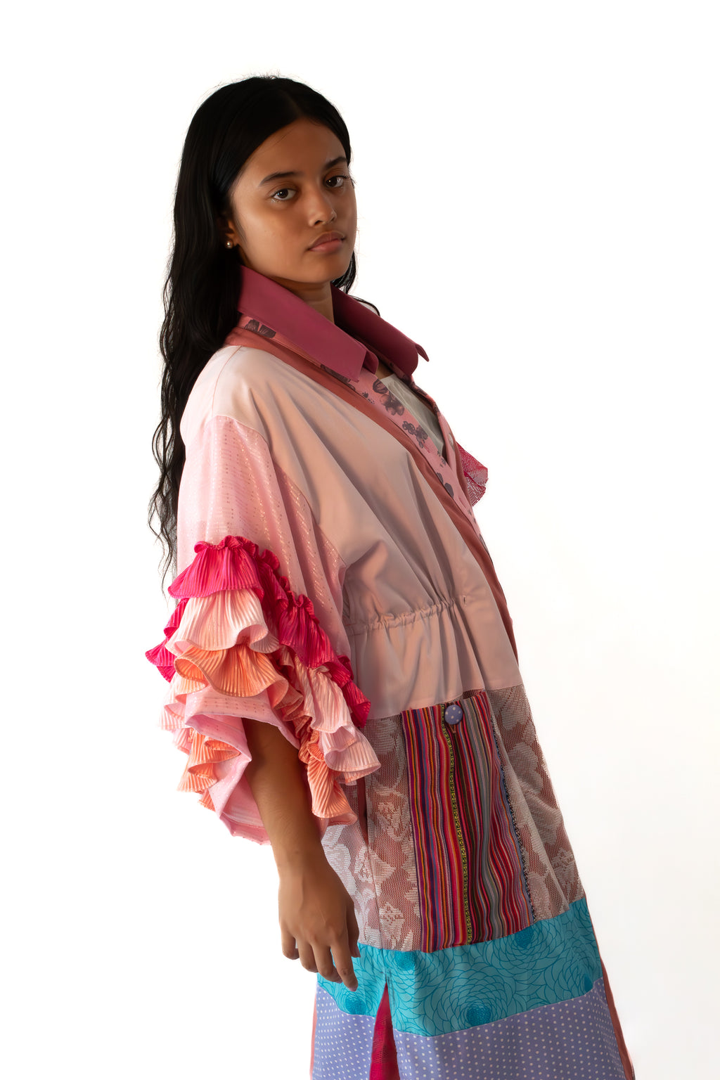 ✦ Gandang Chaos - Exclusive Pink Patchwork Kimono Dress with Cotton Lining