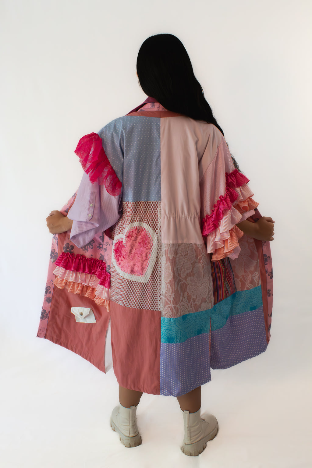 ✦ Gandang Chaos - Exclusive Pink Patchwork Kimono Dress with Cotton Lining