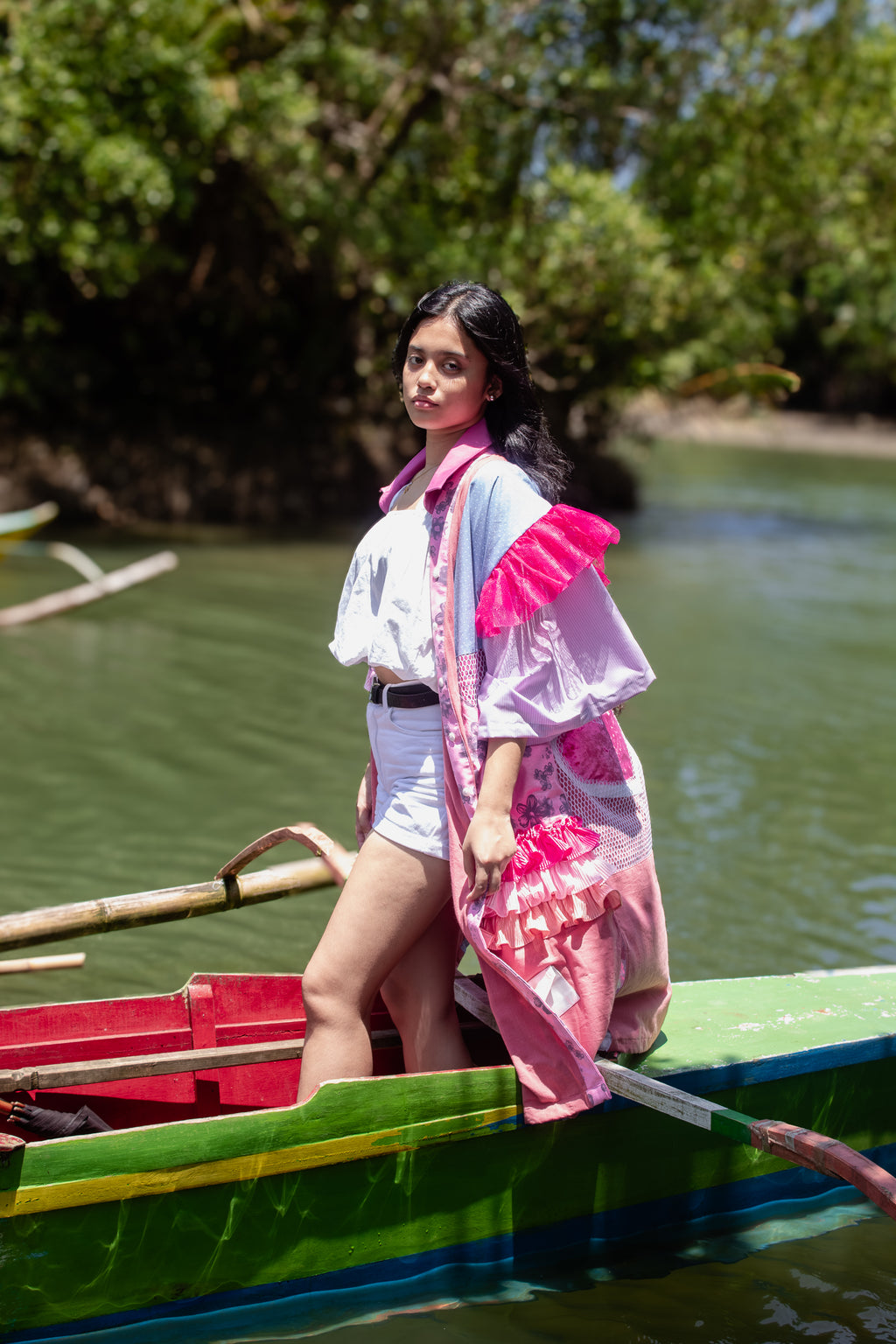 ✦ Gandang Chaos - Exclusive Pink Patchwork Kimono Dress with Cotton Lining