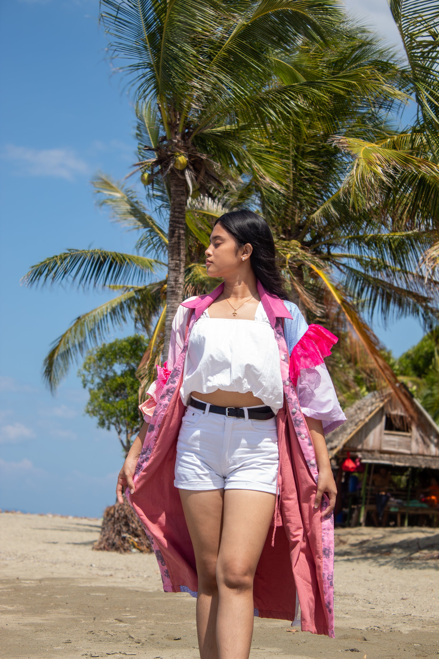 ✦ Gandang Chaos - Exclusive Pink Patchwork Kimono Dress with Cotton Lining