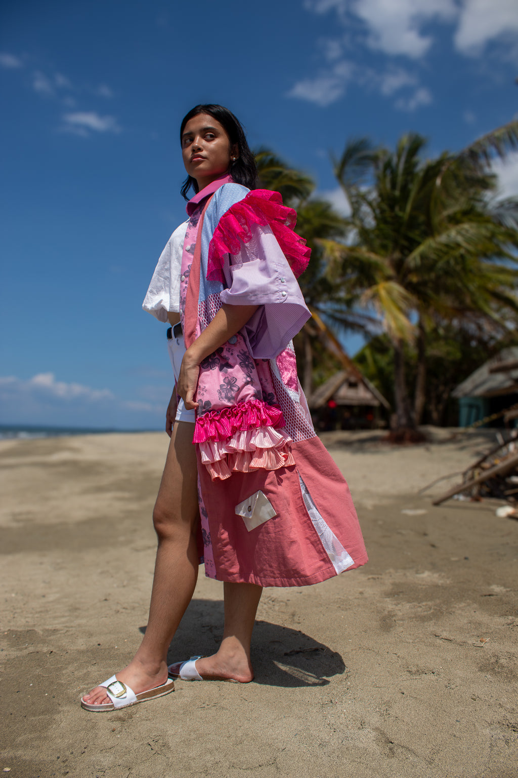 ✦ Gandang Chaos - Exclusive Pink Patchwork Kimono Dress with Cotton Lining