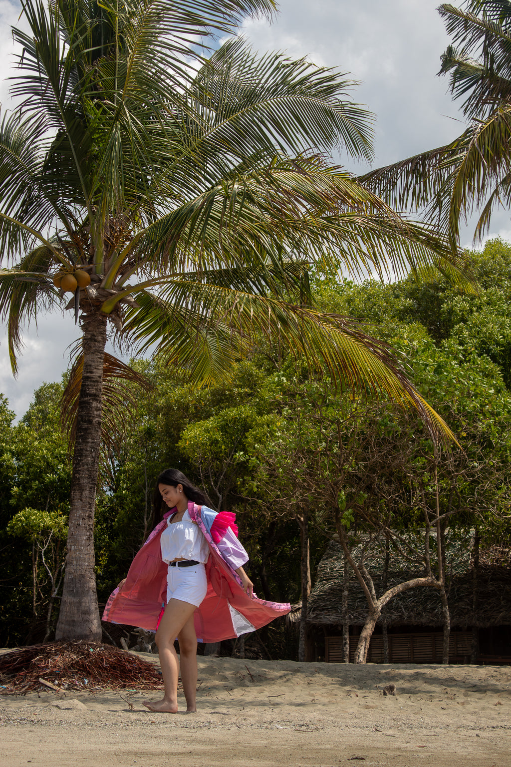 ✦ Gandang Chaos - Exclusive Pink Patchwork Kimono Dress with Cotton Lining
