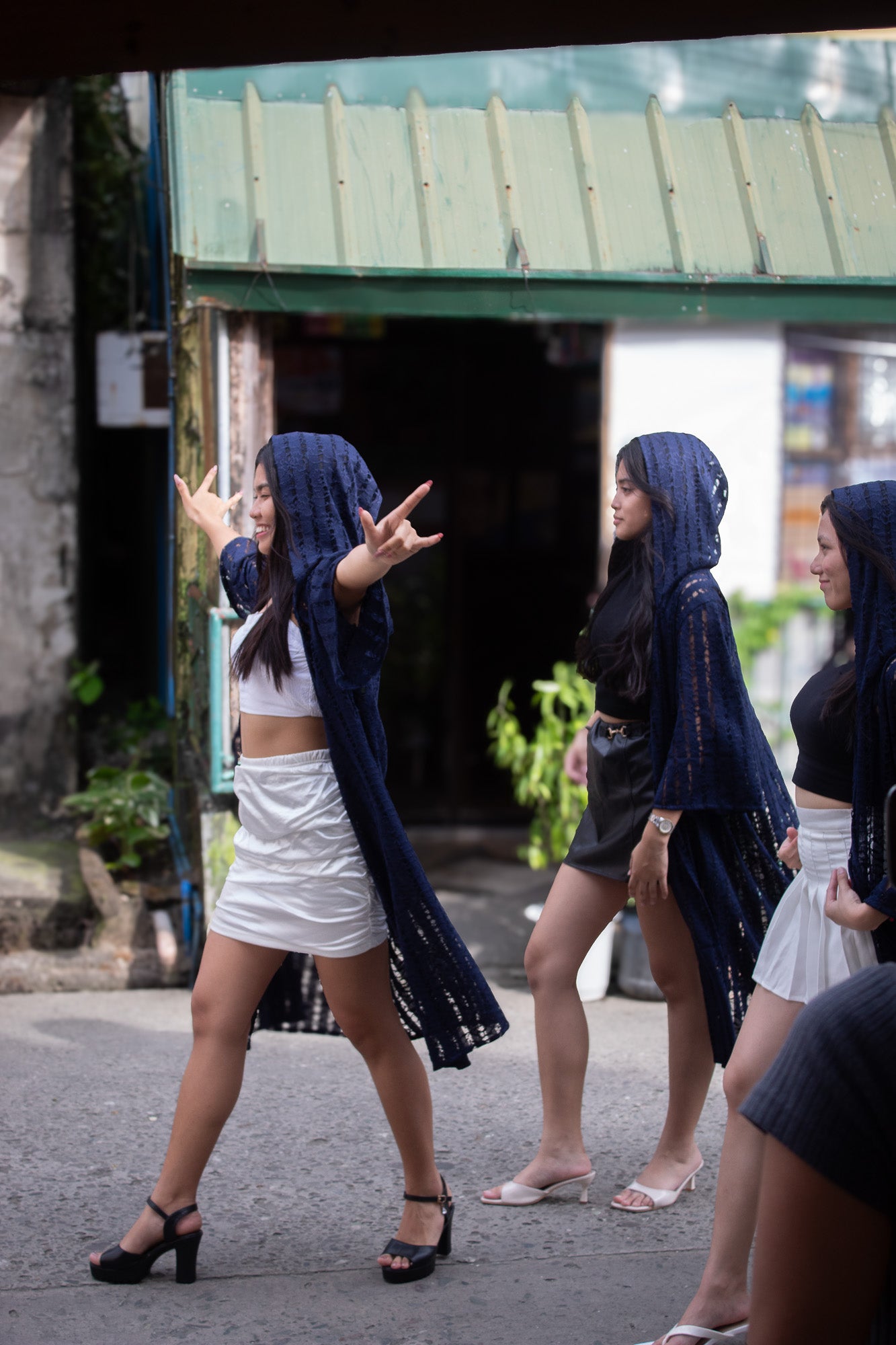 ✦ Midnight Lace - Lightweight & Open-Weaved Navy Blue Lace Kimono with Hood