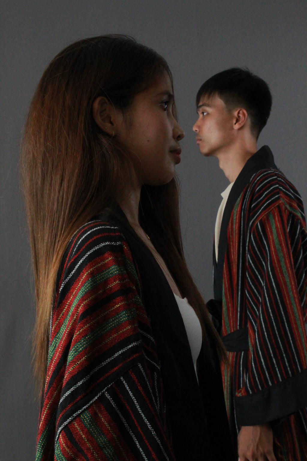 ✦ Tulay Wind - Ethnic Black & Red Striped Kimono