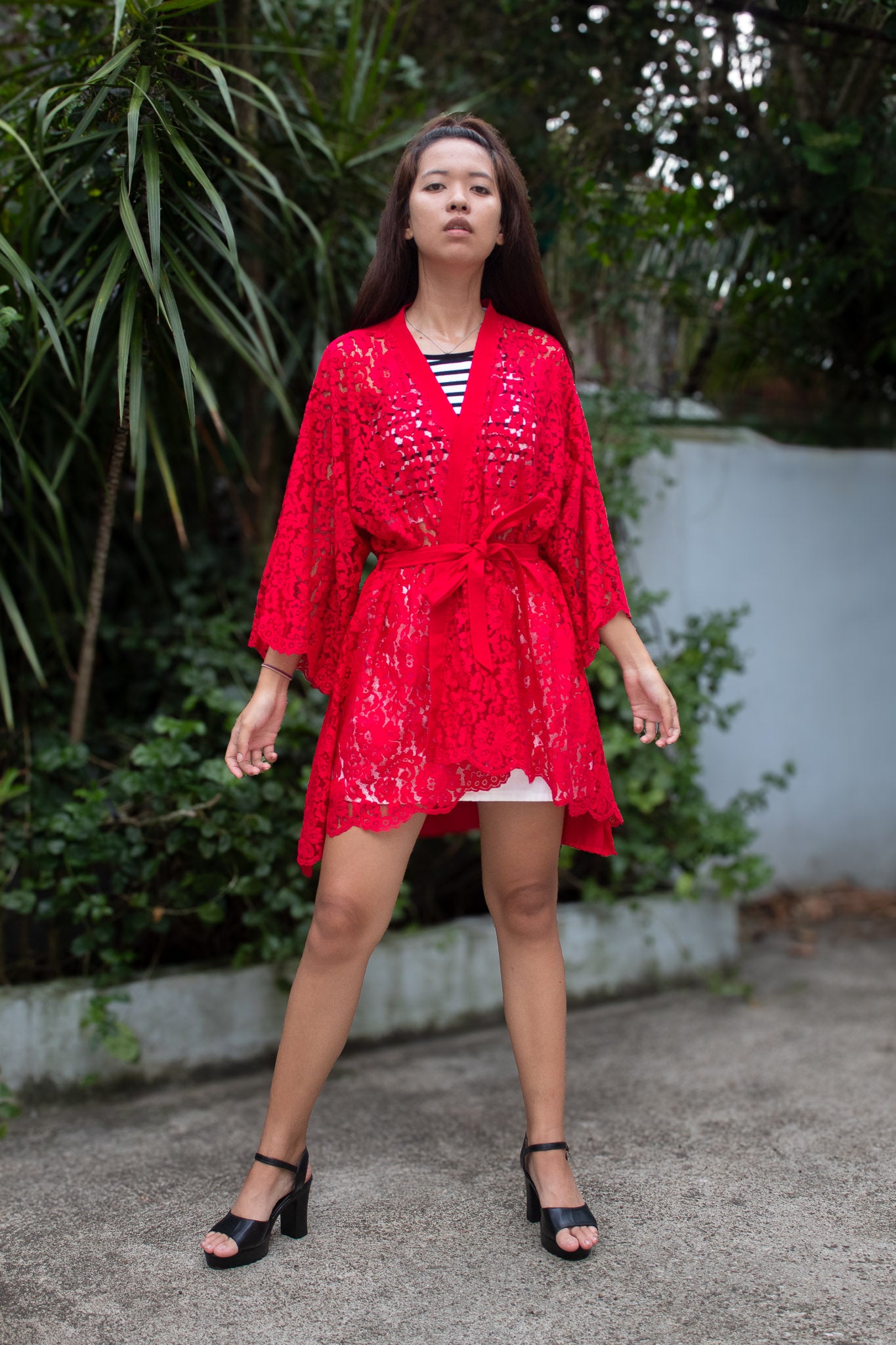 ✦ Festive Flare Red – Bold & Lively Red Lace Kimono with Various Sleeves