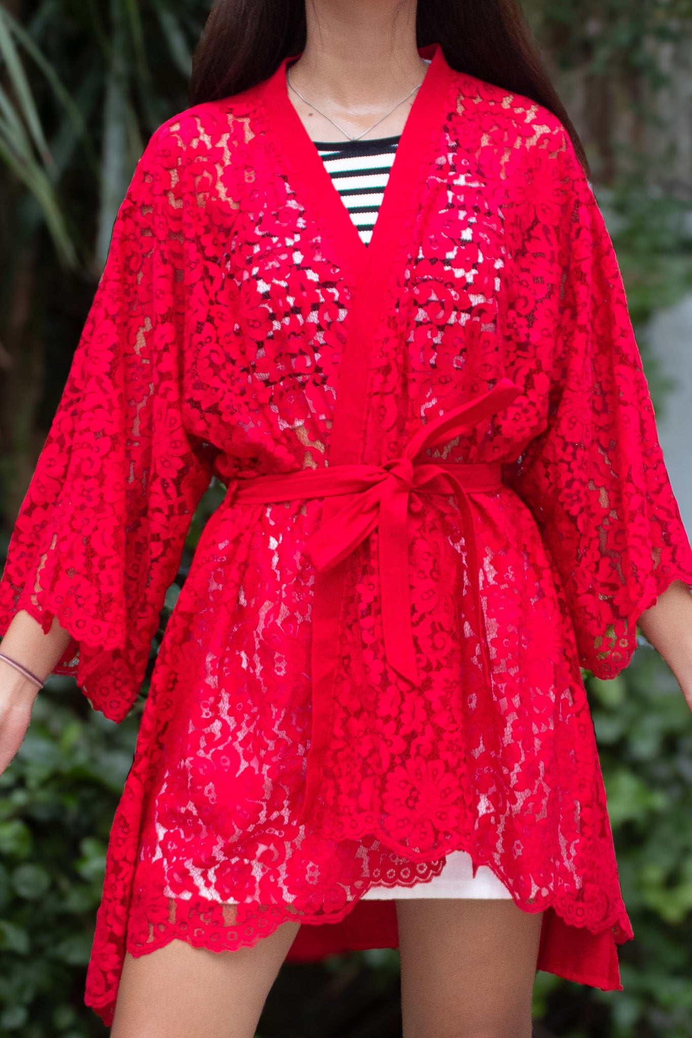 ✦ Festive Flare Red – Bold & Lively Red Lace Kimono with Various Sleeves