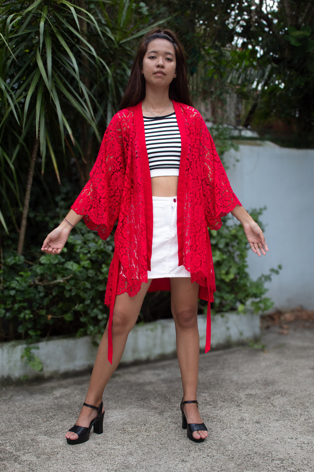 ✦ Festive Flare Red – Bold & Lively Red Lace Kimono with Various Sleeves