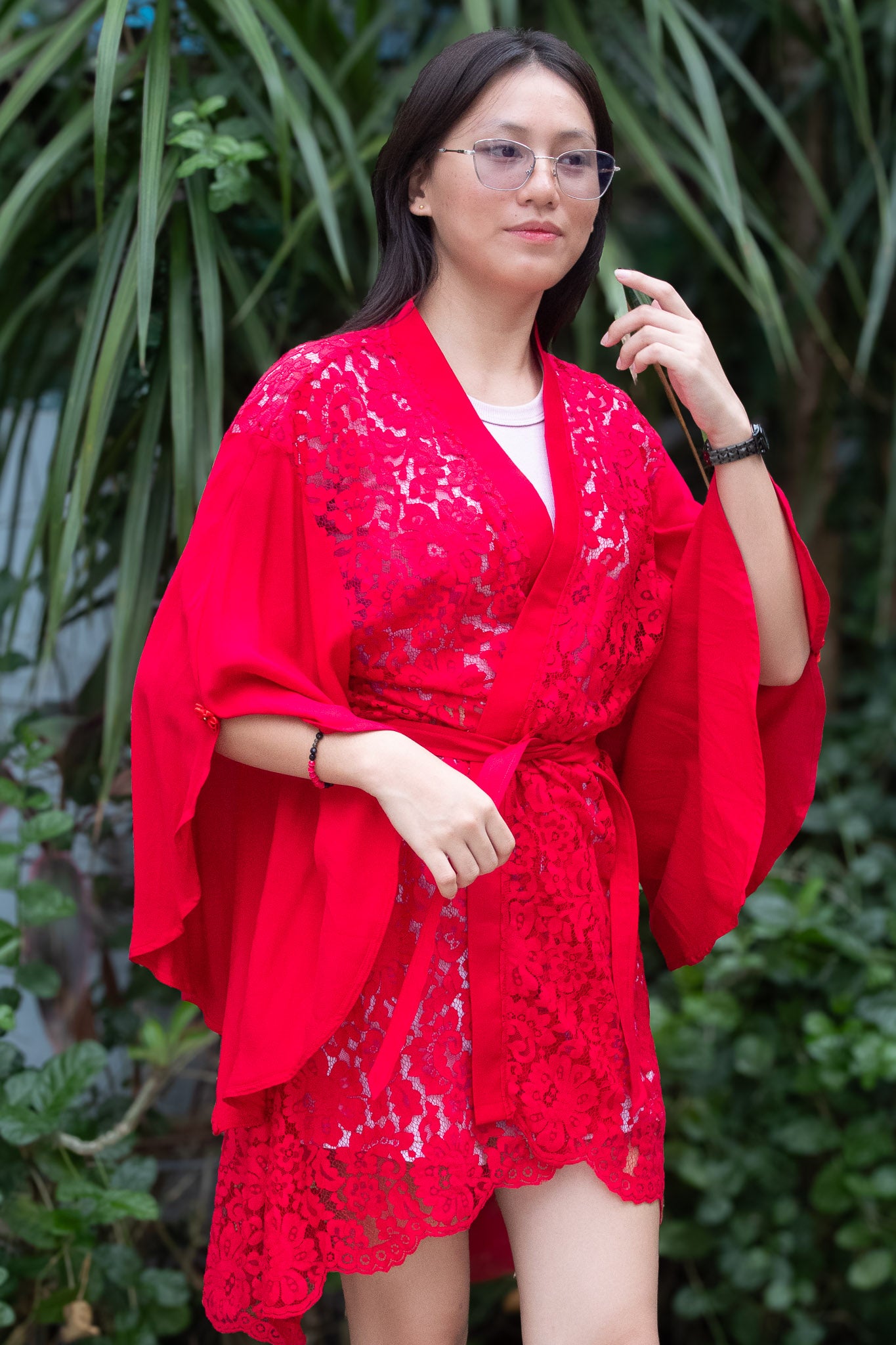 ✦ Festive Flare Red – Bold & Lively Red Lace Kimono with Various Sleeves