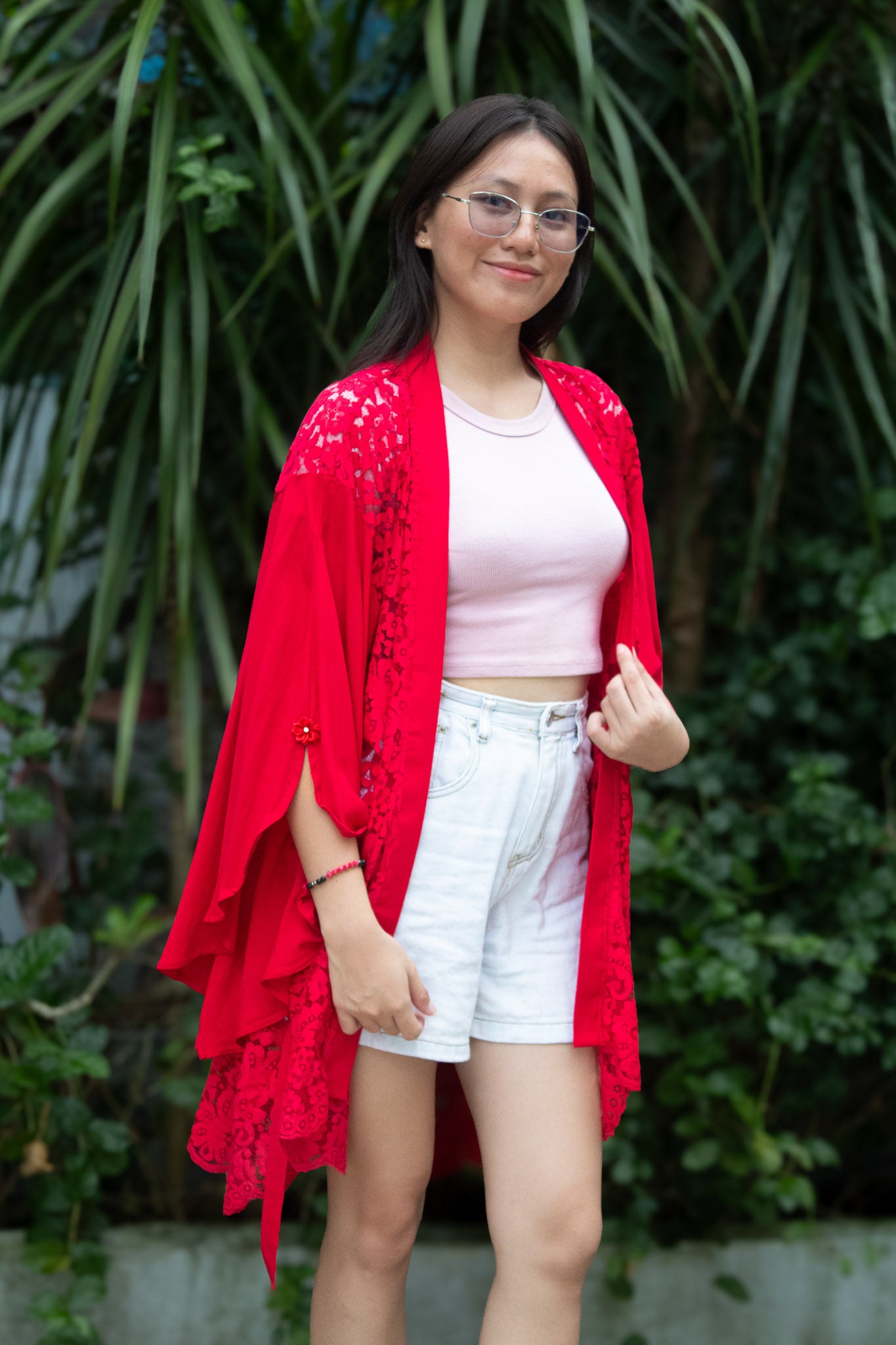✦ Festive Flare Red – Bold & Lively Red Lace Kimono with Various Sleeves