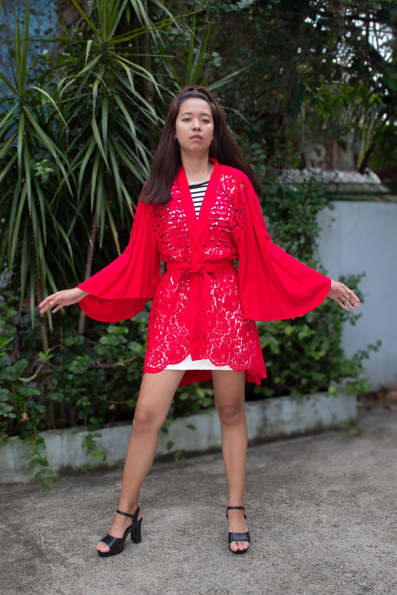✦ Festive Flare Red – Bold & Lively Red Lace Kimono with Various Sleeves