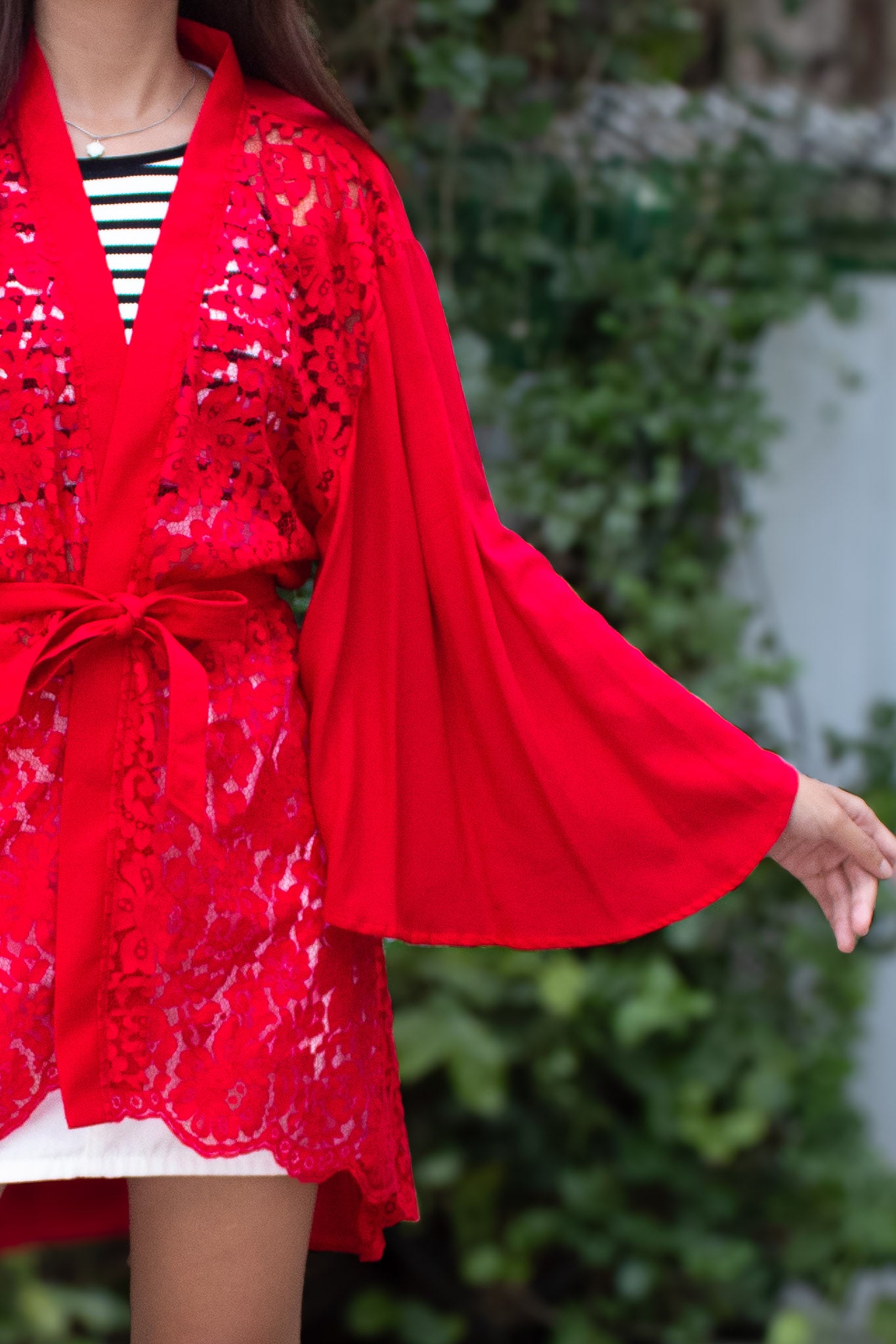 ✦ Festive Flare Red – Bold & Lively Red Lace Kimono with Various Sleeves