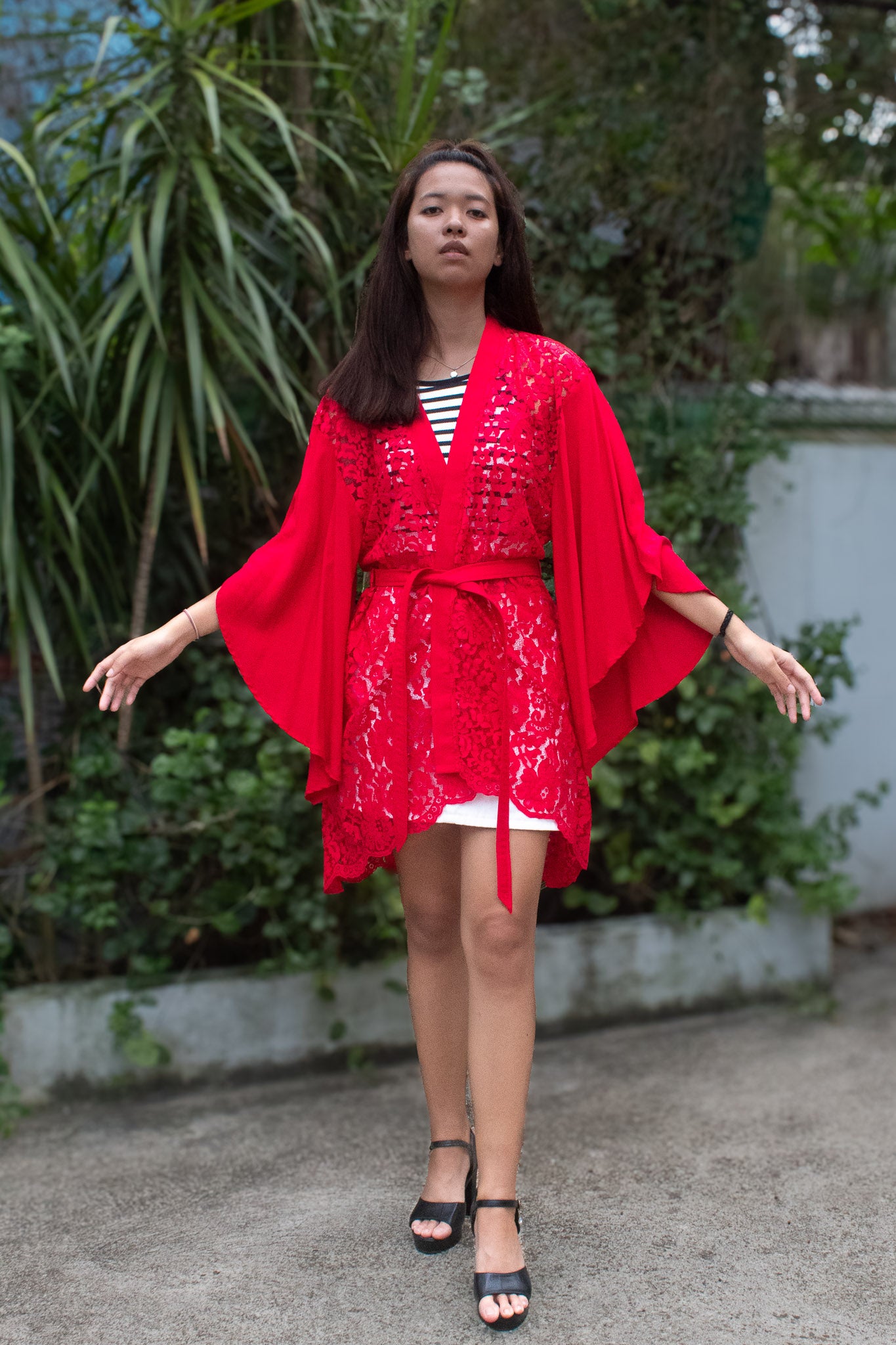 ✦ Festive Flare Red – Bold & Lively Red Lace Kimono with Various Sleeves