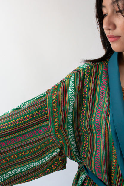 ✦ Ethnic Green Woven Kimono - "Luntiang Living"