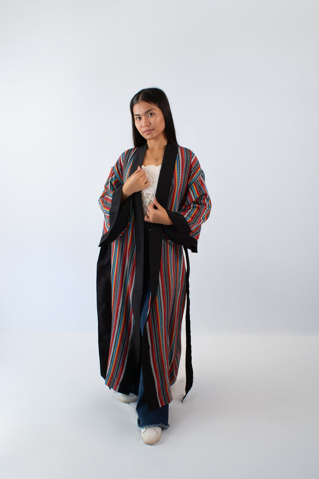 ✦ Ethnischer rautengewebter Kimono – „Kalayaan Diamonds“