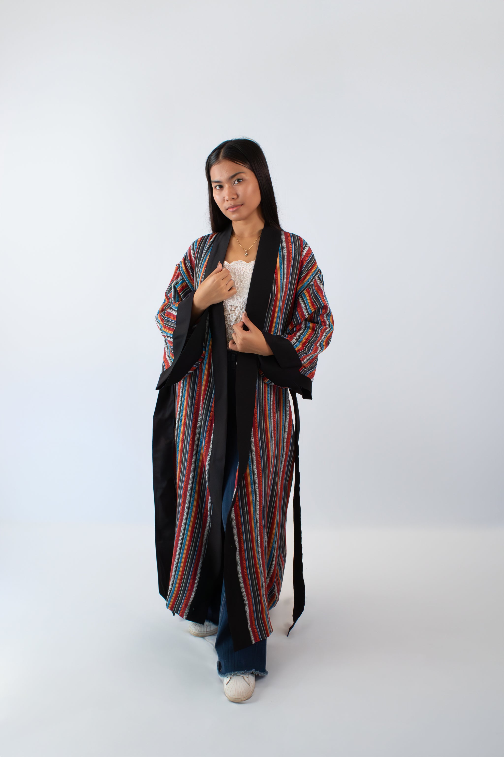 ✦ Ethnischer rautengewebter Kimono – „Kalayaan Diamonds“