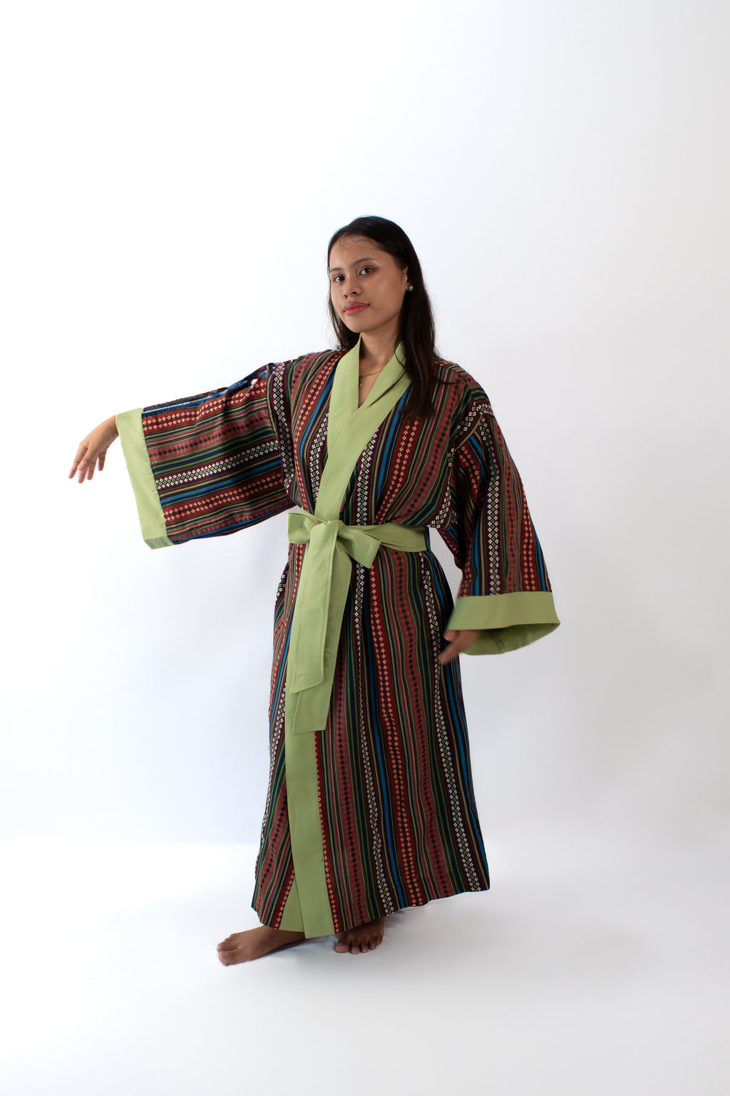 ✦ Quiapo Mural - Filipino Ethnic Kimono with Vibrant Woven Cross Pattern