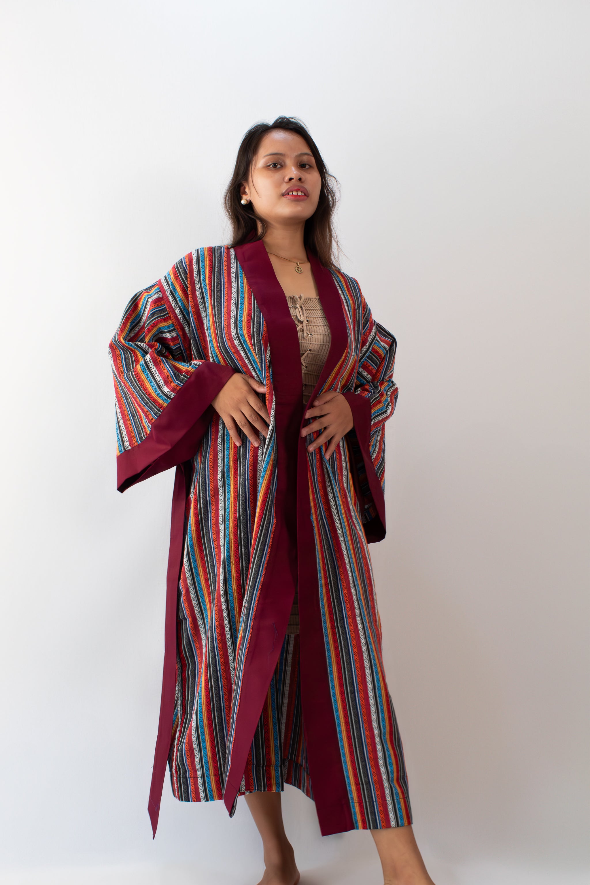 ✦ Ethnischer rautengewebter Kimono – „Kalayaan Diamonds“