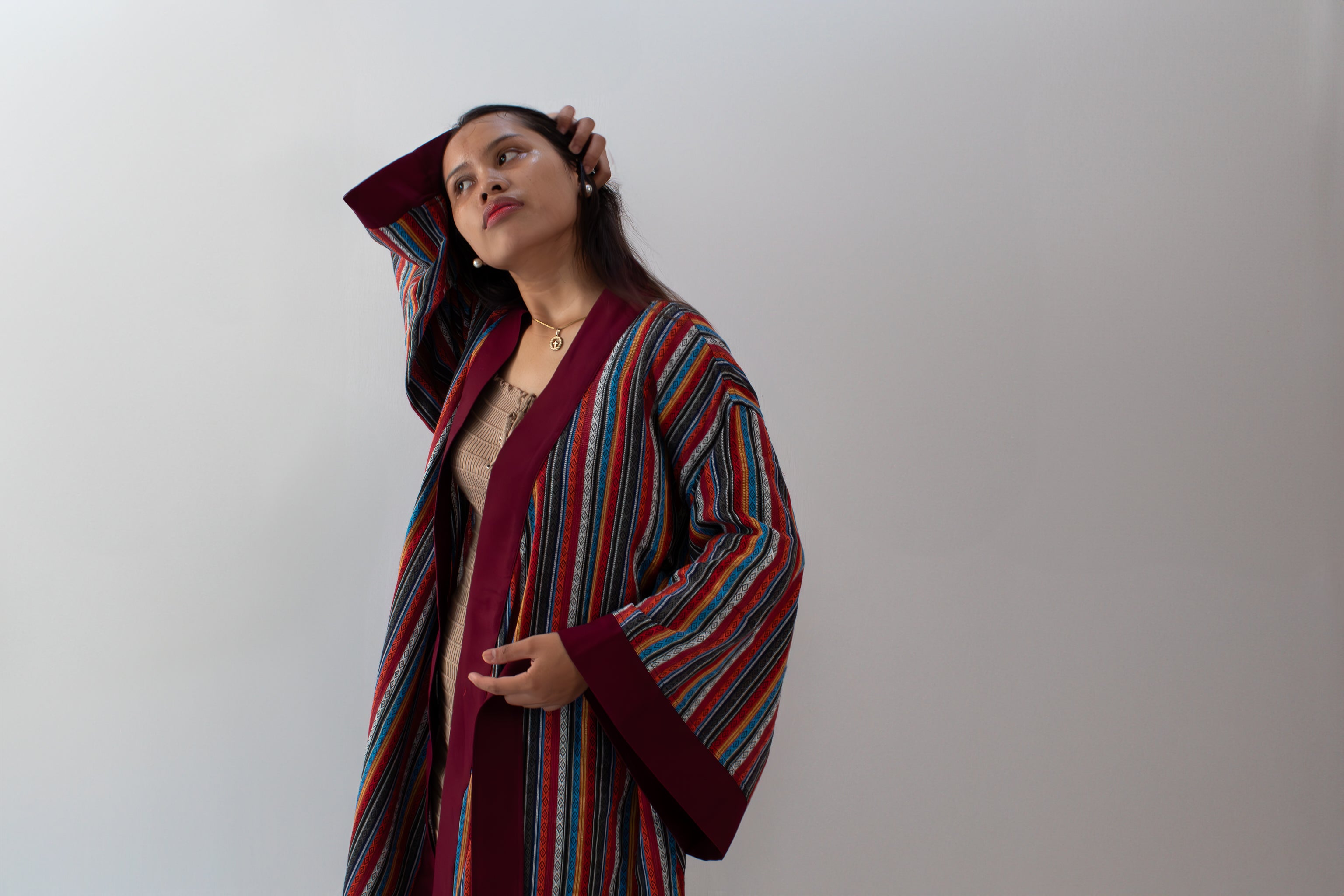 ✦ Ethnischer rautengewebter Kimono – „Kalayaan Diamonds“