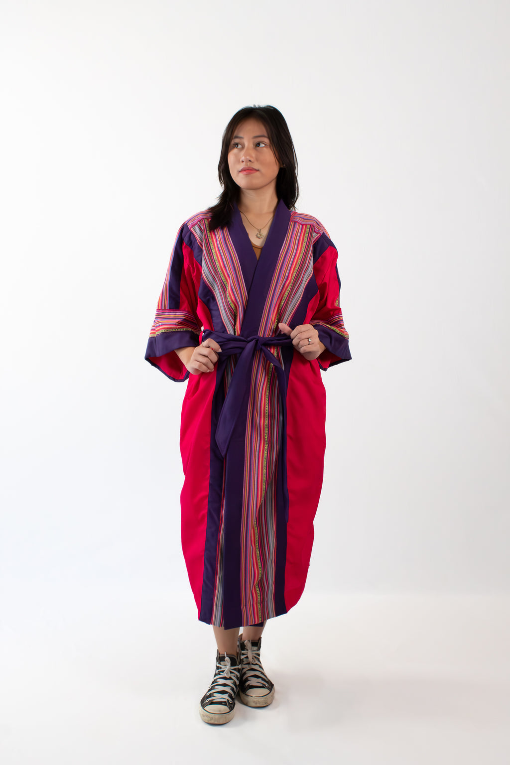 ✦ Violet Hour - Exciting Ethnic Fuchsia & Purple Mid-Sleeve Kimono