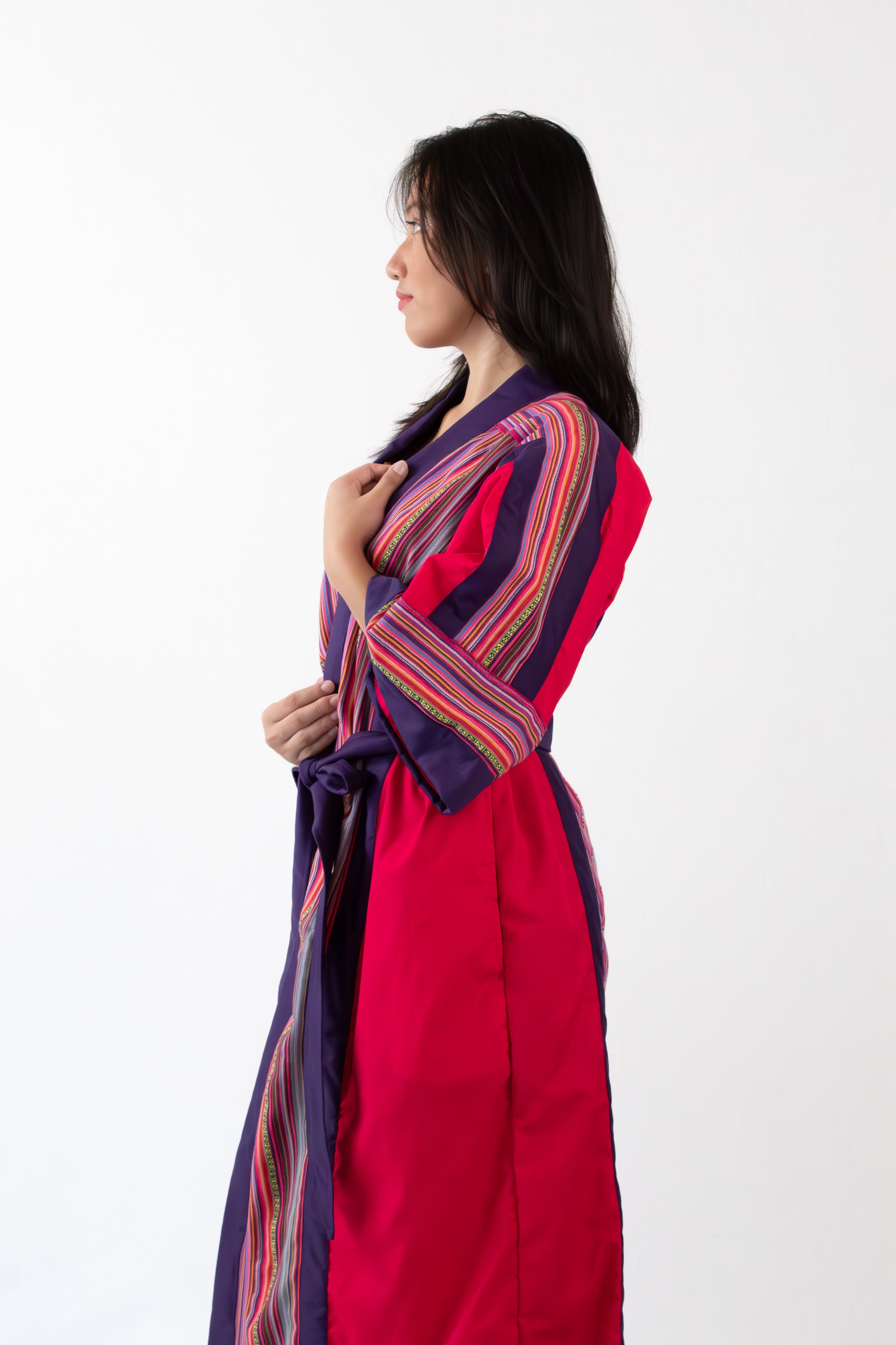 ✦ Violet Hour - Aufregender ethnischer Kimono mit halblangen Ärmeln in Fuchsia und Lila