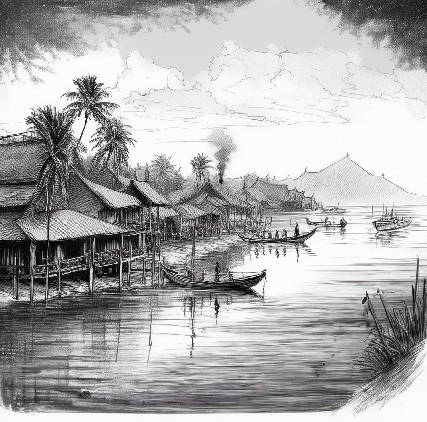 Lamon Bay coastal sketch, Atimonan, Philippines